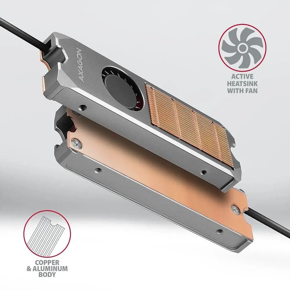 Радіатор з вентилятором для накопичувачів AXAGON CLR-M2FAN heatsink for M.2 SSD - фото 7