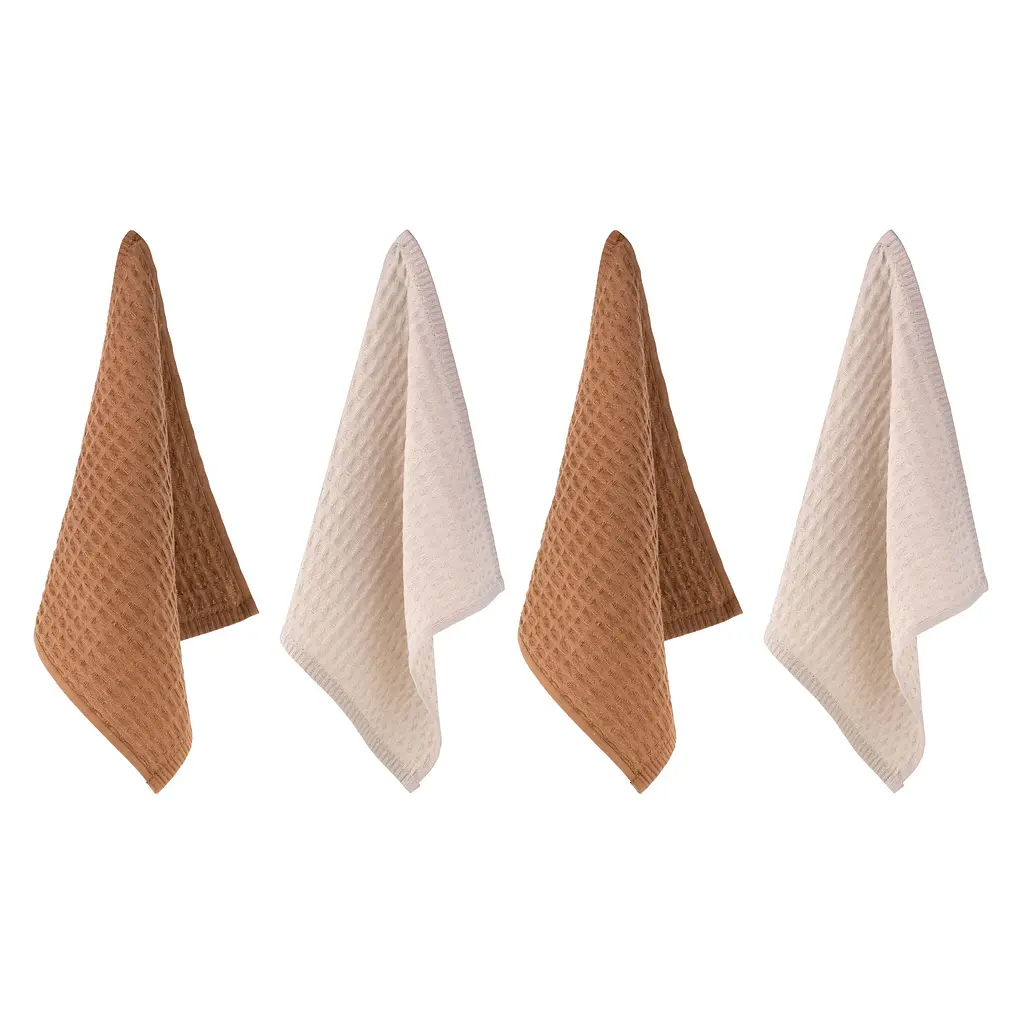 Набор полотенец для кухни Ardesto Pique, 30x30см, 4шт, 100% хлопок, молочный, коричневый (ART3535VG) - фото 4