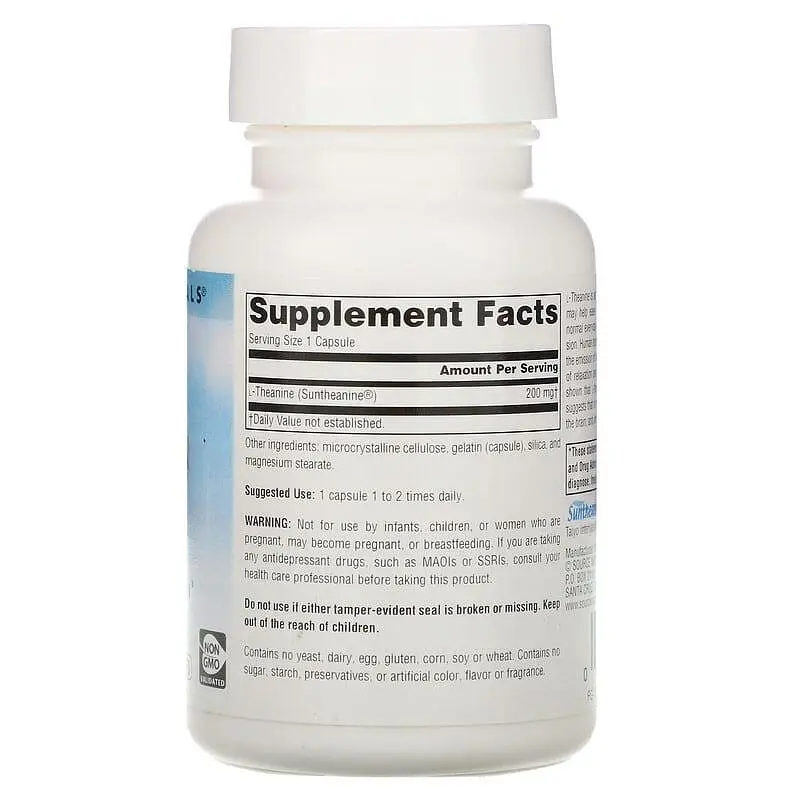L-Теанін для сну та нервової системи Source Naturals L-Theanine 200 мг 60 капс - фото 2
