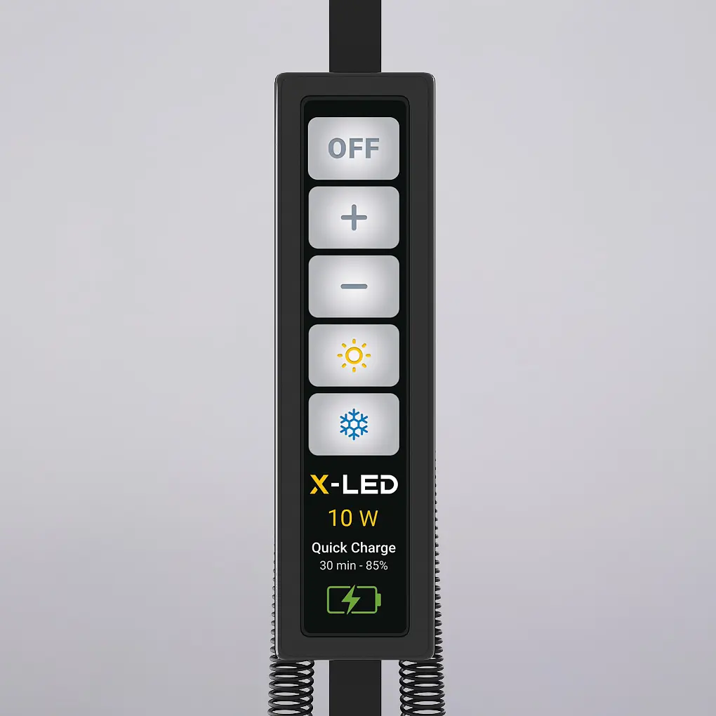 Настільна світлодіодна LED лампа із сенсорним керуванням X-LED 10Вт Чорна з функцією роботи від Power Bank - фото 3