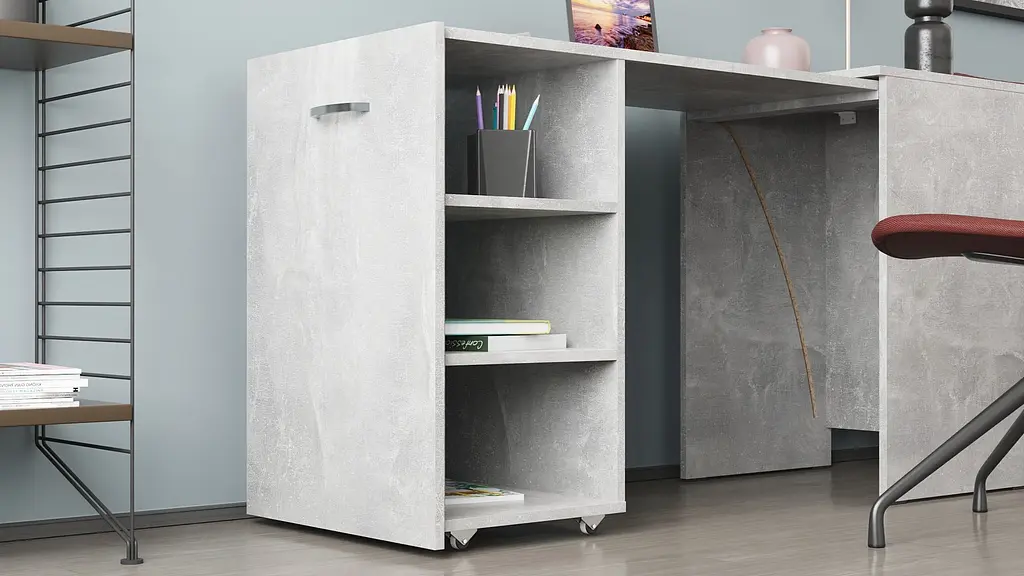 Стол-тумба трансформер Смарт 1/2 Ferrum-decor 750x1450x600 ДСП Бетон 16 мм (FRD-105080) - фото 6