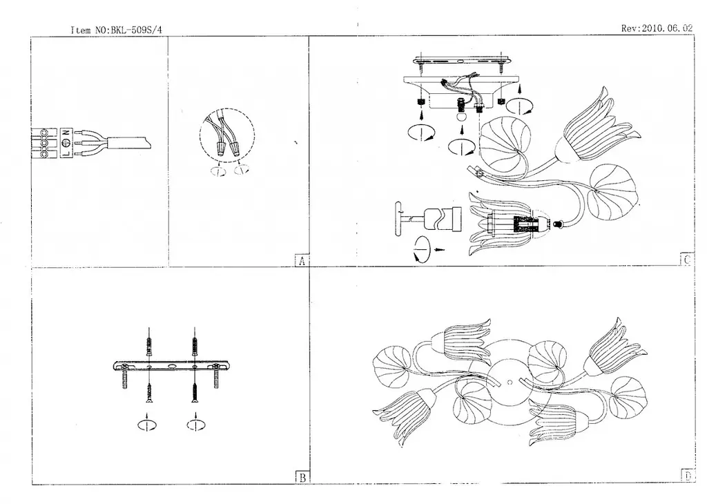 Люстра потолочная Brille флористика E14 60W BR (BKL-509S/4) - фото 5