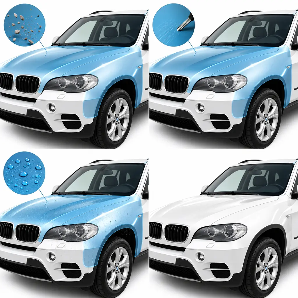 Антигравійна захисна бронеплівка за лекалами для BMW X5 E70 2006-2013 - передній бампер - фото 3