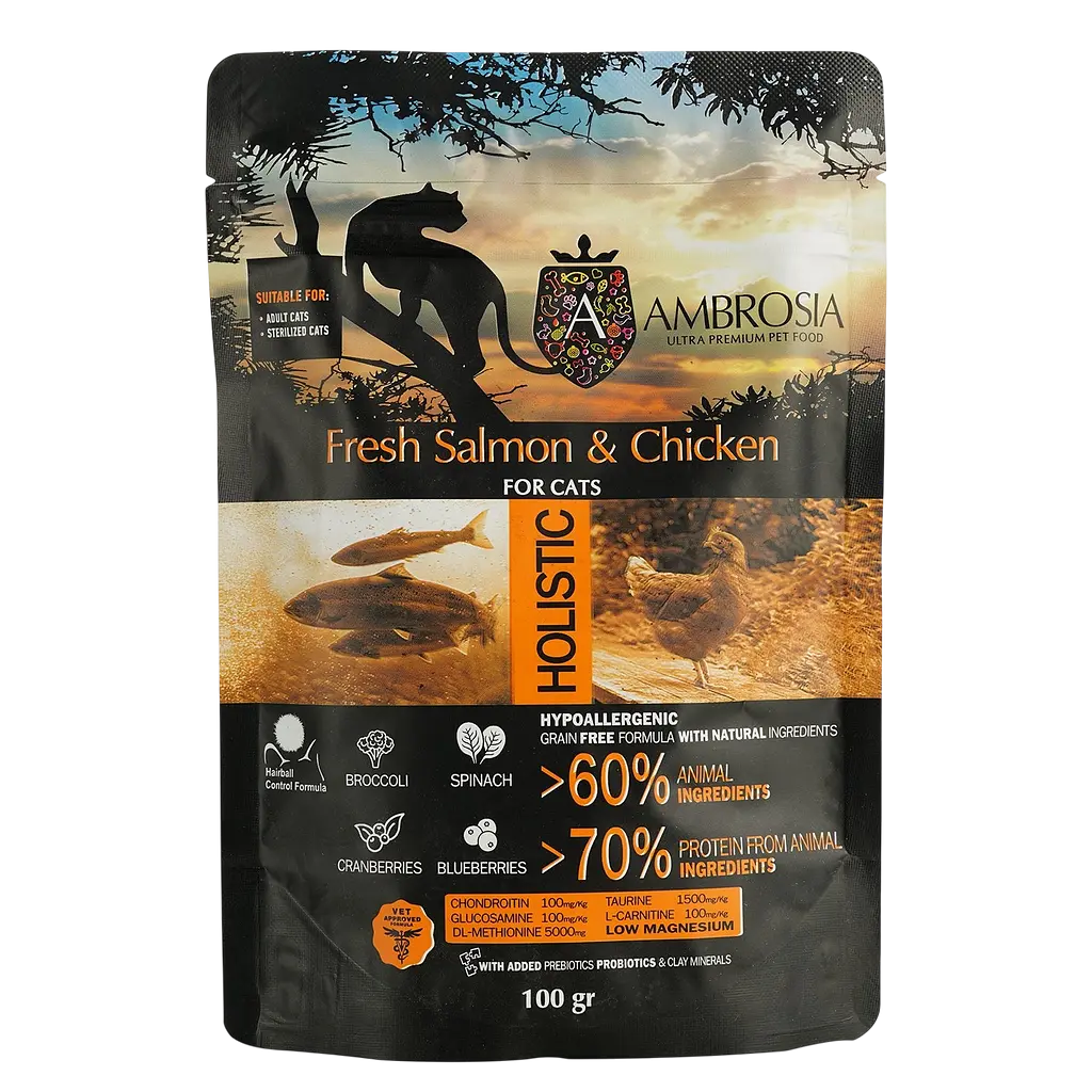 Набор дегустационного сухого корма для взрослых кошек Ambrosia Grain Free 300 г (3 шт. х 100 г) - фото 4