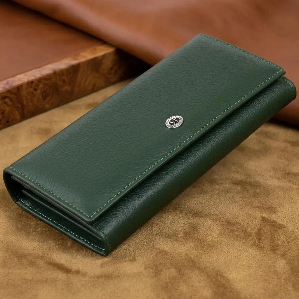 Гаманець на магнітах із клапаном жіночий ST Leather 19240 зелений - фото 11