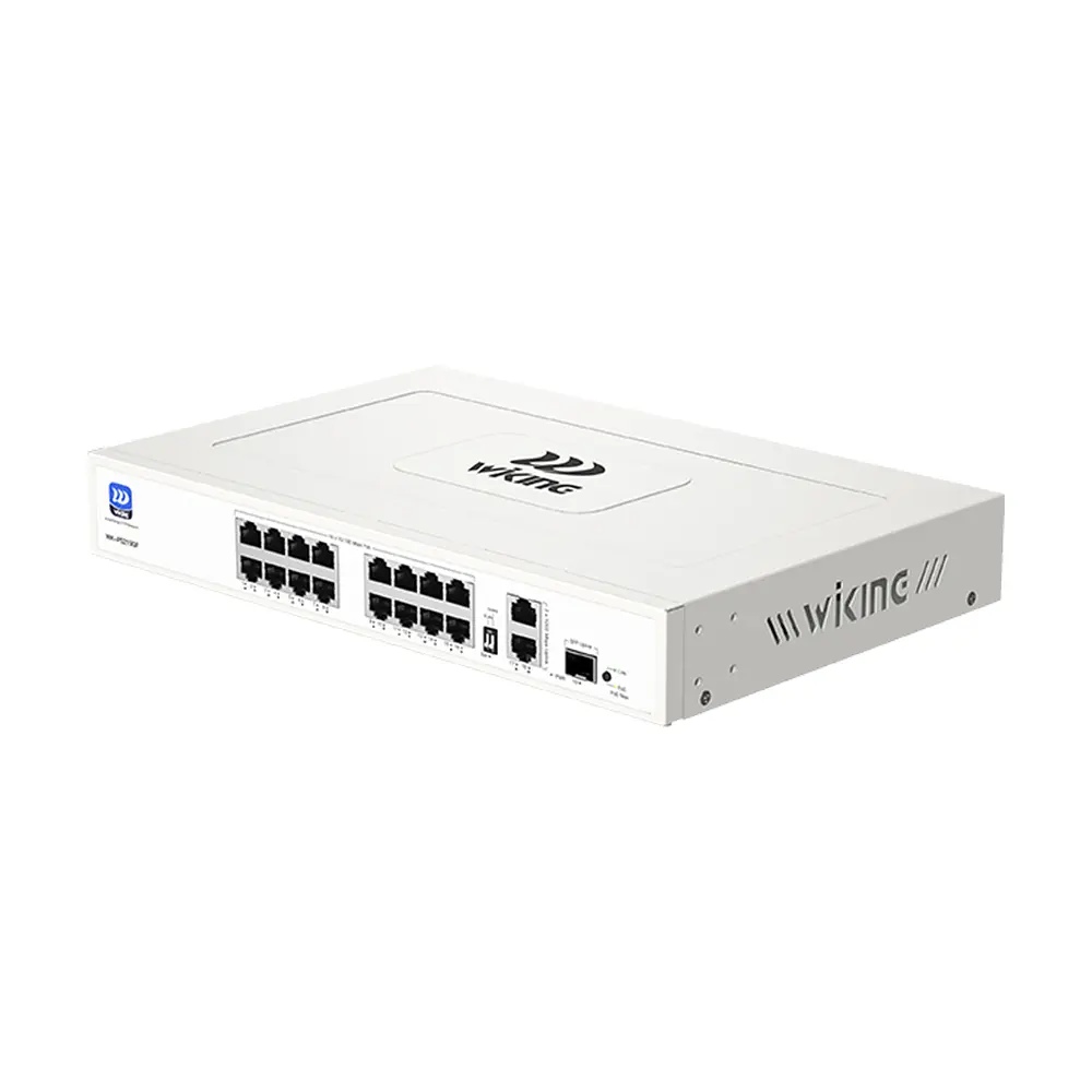 PoE-комутатор 19-портовий некерований Wiking WK-PS219GF, 16x100Mbps PoE, 2x1000Mbps Uplink, 1x1000Mbps SFP, 180W (73-00272)