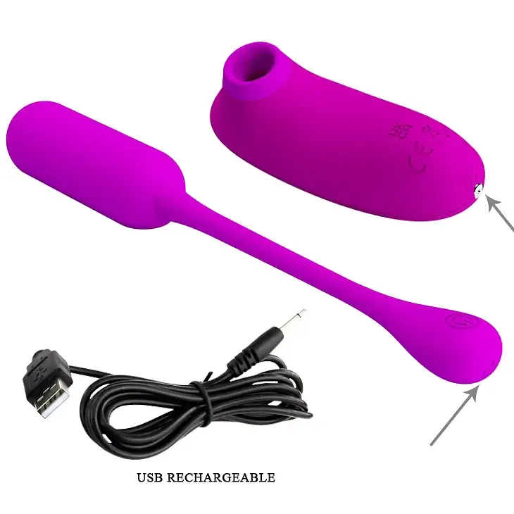Стимулятор Pretty Love - Curupira Multifunctional Sucker Purple Вакуумний + віброяйце фіолетовий - фото 8