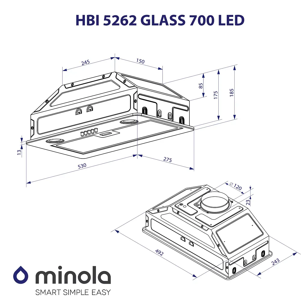 Вытяжка полновстраиваемая Minola HBI 5262 WH GLASS 700 LED - фото 10