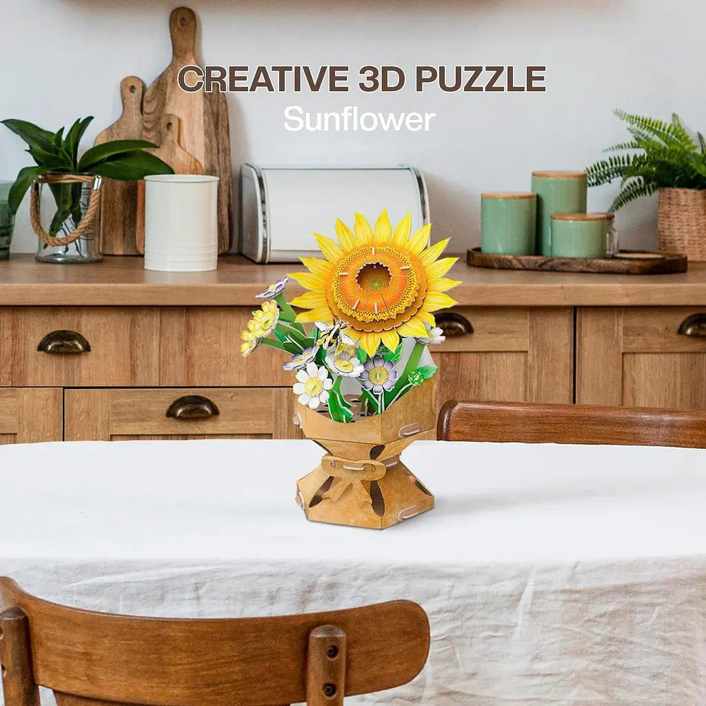 Трехмерная головоломка-конструктор Cubic Fun Flower Bouquet Sunflower Букет цветов Подсолнечник (W3303h) - фото 6