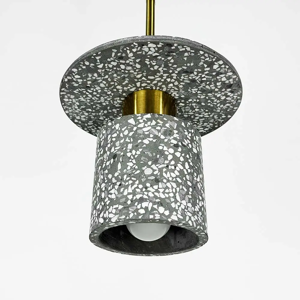 Підвіс Terrazzo Cylinder із сірим бетонним плафоном 20 см в стилі Ар-деко Line.F MJ 162-200 BK - фото 6