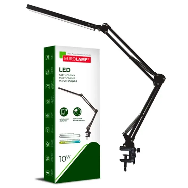 Настільна лампа Eurolamp LED 10W 400Lm 2800-6500K (black) на струбцине (LED-TLS-10W(black)) - фото 2