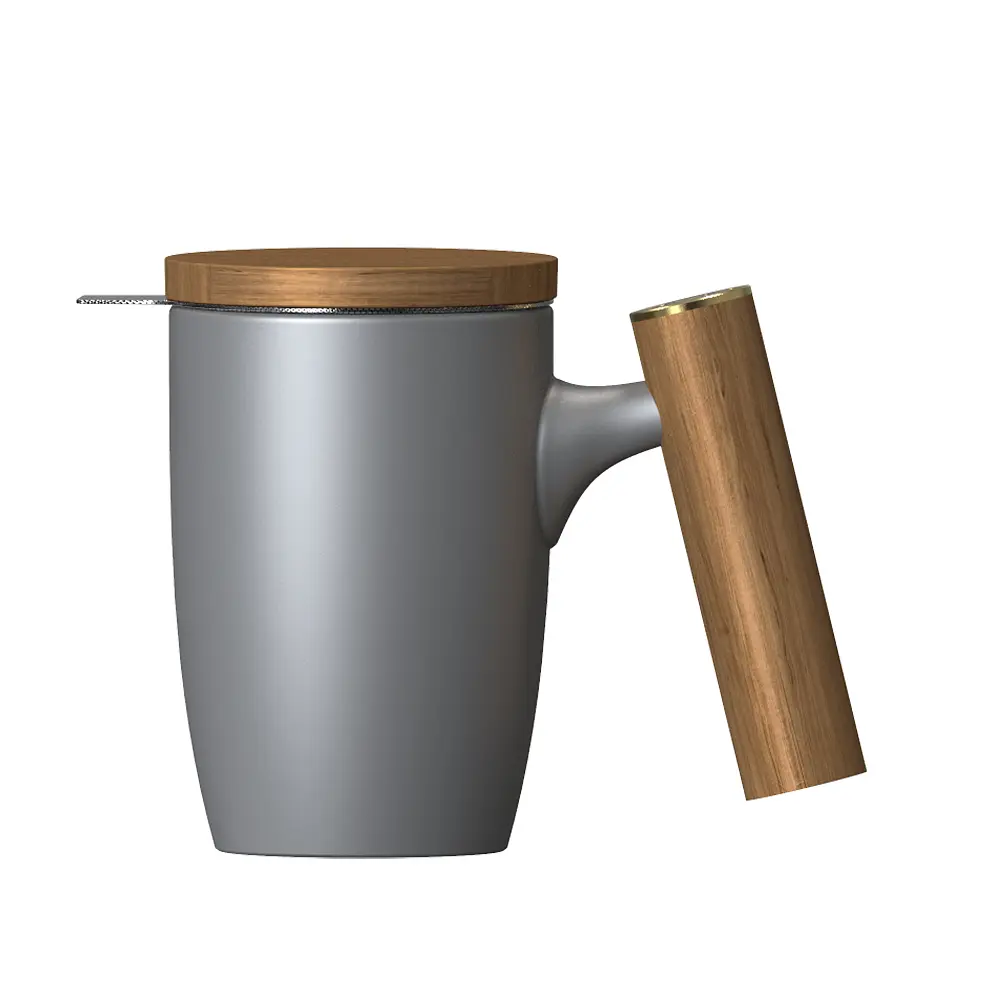 Чашка-заварник Wooden Brew Mug TM450-05A, 450 мл - Зелений - фото 7