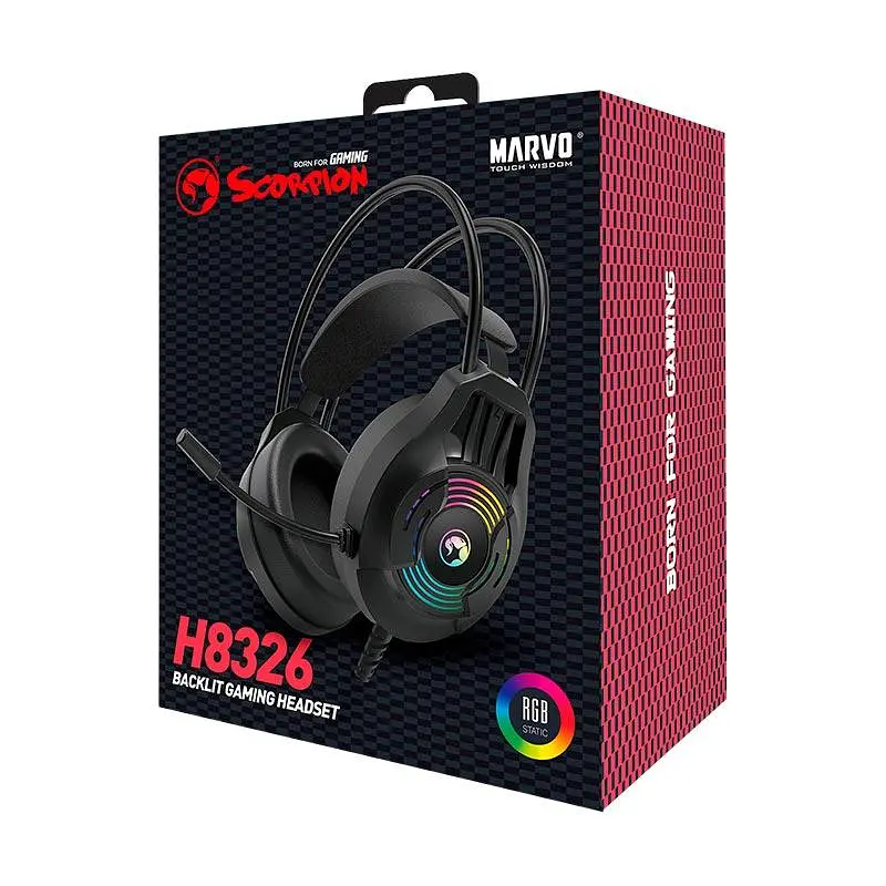 Навушники MARVO Wired Headset H8326 USB +3.5mm, RGB | - фото 2