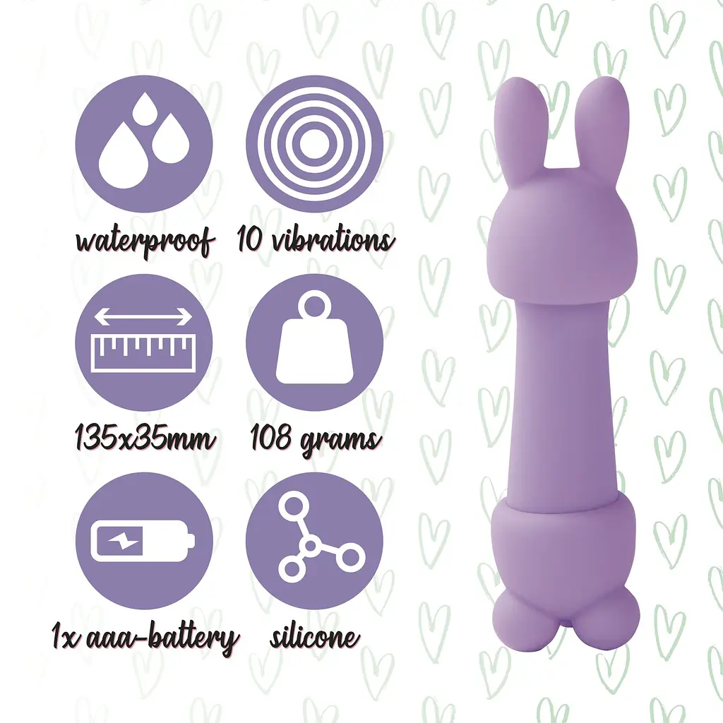 Мінівібратор FeelzToys Magic Bunny Purple з двома насадками - фото 5