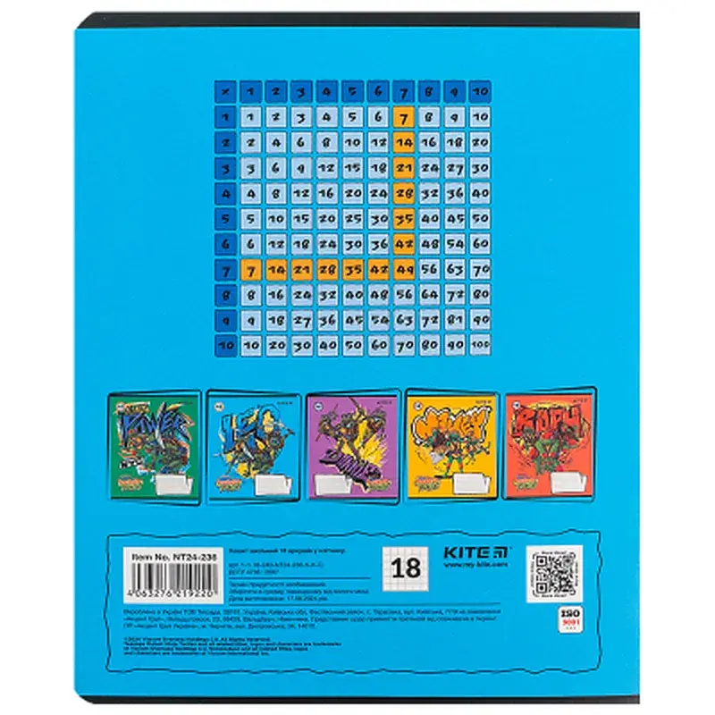 Зошит Kite Ninja Turtles, 18 аркушів, клітинка (NT24-236), в асортименті - фото 7