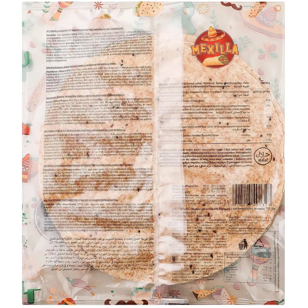 Тортилья Mexilla пшенично-житня з льоном та кмином 25 см 4 шт. - фото 2