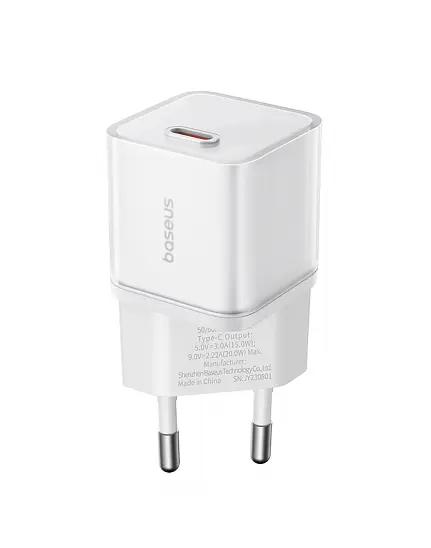 Сетевое зарядное устройство для Baseus GaN5S Fast Charger 1C 20 W EU P10162503213-00 Белый - фото 3