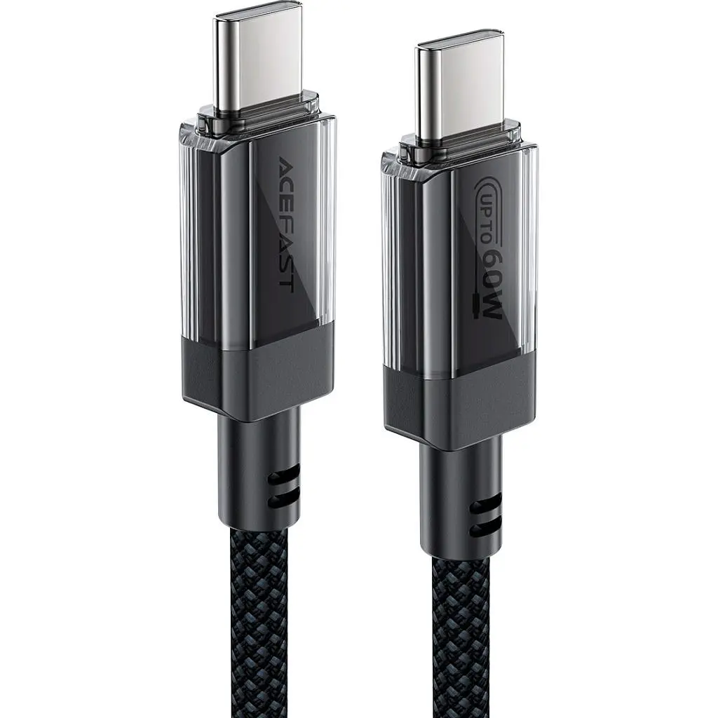 Дата кабель USB-C to USB-C 1.2m 60W stainless steel C12-03 Black Acefast (6974316283317) - фото 2