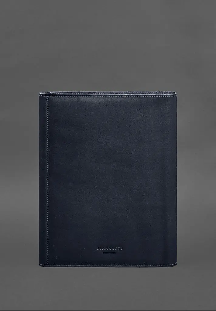 Кожаная папка для документов "Семейная" А4 на сегрегаторе с файлами темно-синяя - фото 10