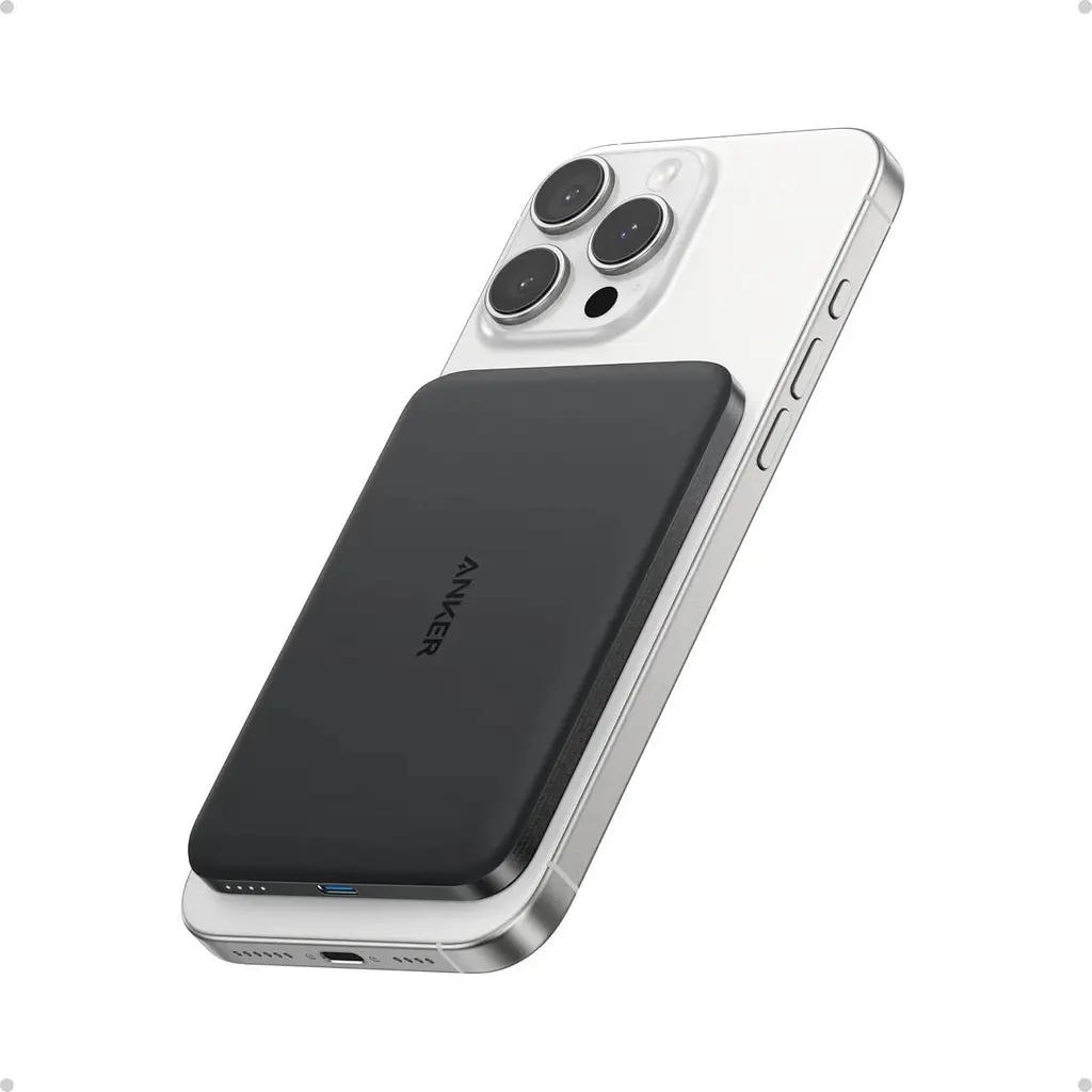 Магнитный ультратонкий павербанк Anker A1665 5000 мАч 20 Вт с беспроводной зарядкой MagSafe для iPhone белый - фото 2