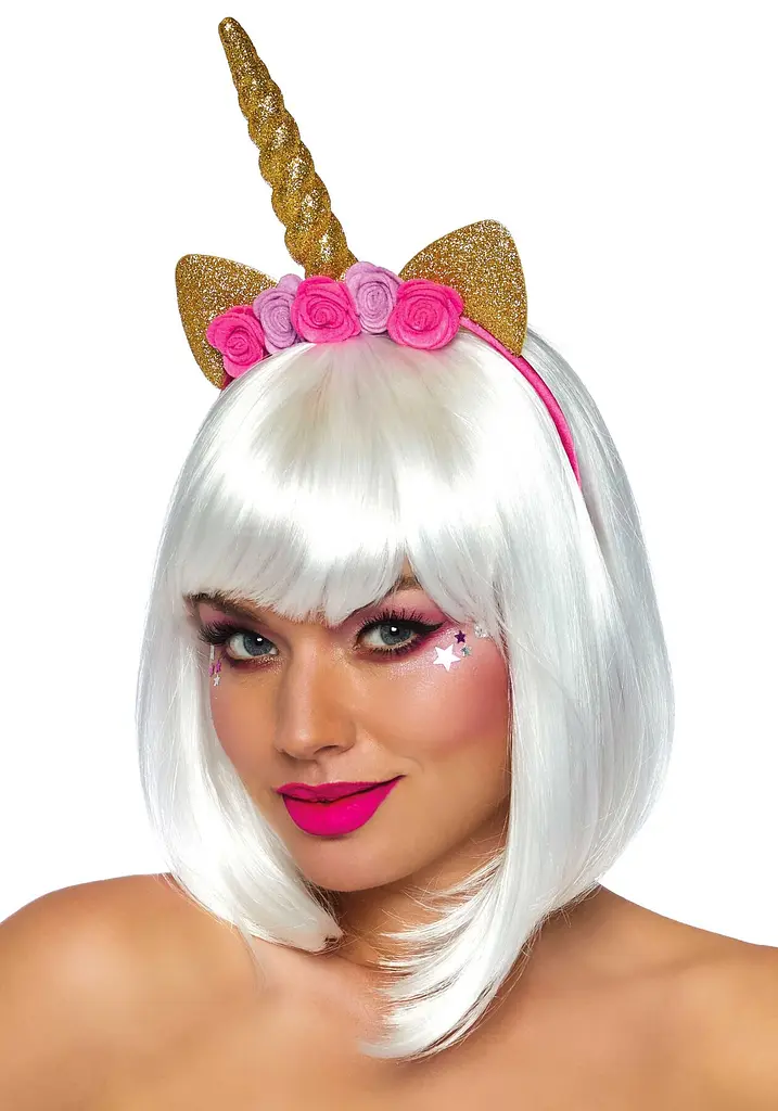 Обруч «Ріг єдинорога» з квітами Leg Avenue Golden Unicorn Flower Headband