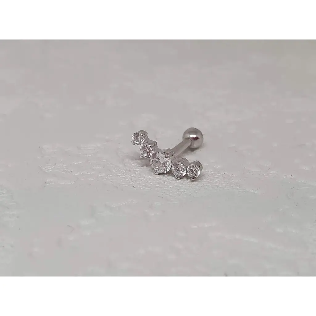 Серебряная серьга для пирсинга хеликса Ирий с фианитами. 40001ШТ - фото 5