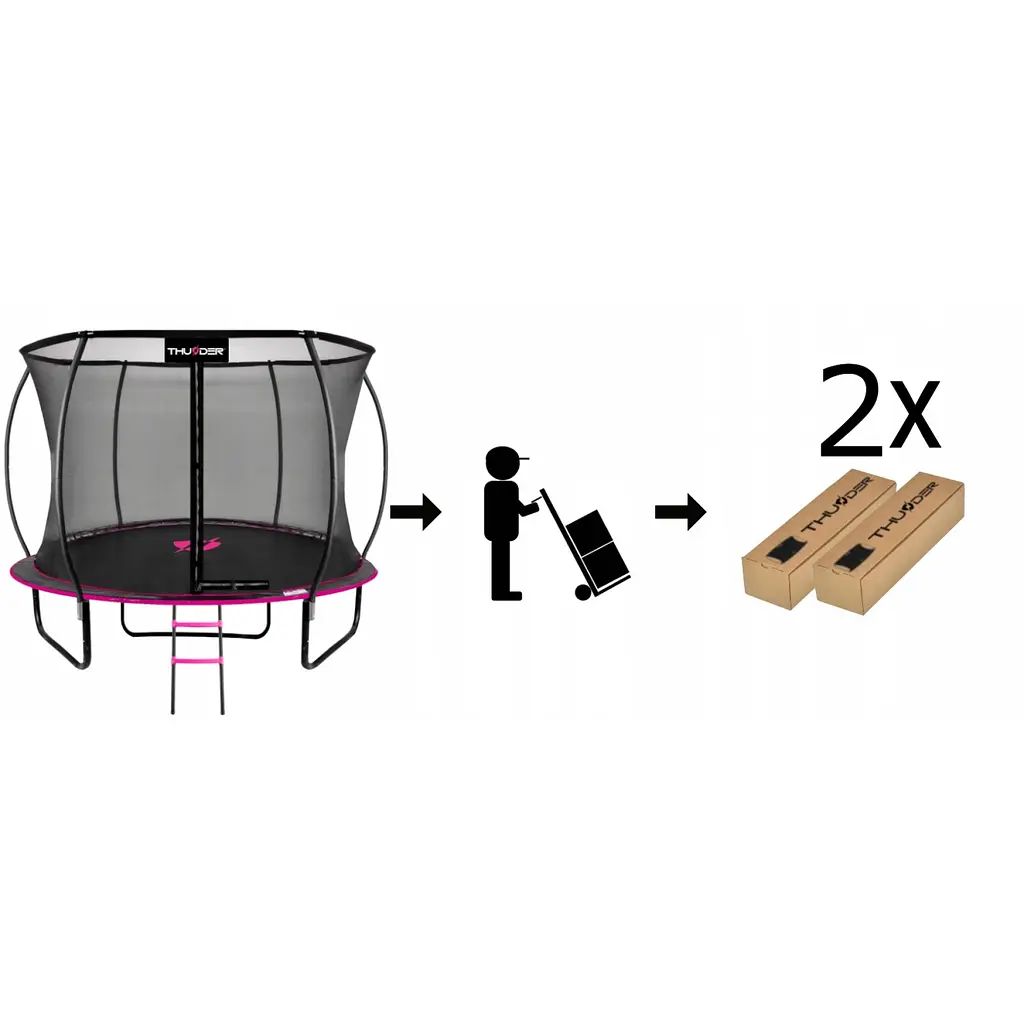 Батут із внутрішньою сіткою THUNDER Inside Ultra 8FT 255 см Black/Pink - фото 2