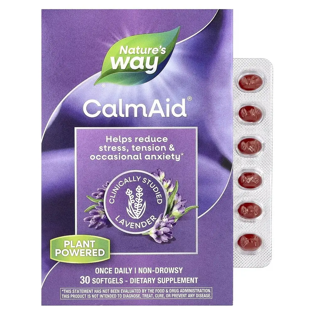 Лавандова олія Nature's Way CalmAid, 30 капсул для емоційного балансу та розслаблення