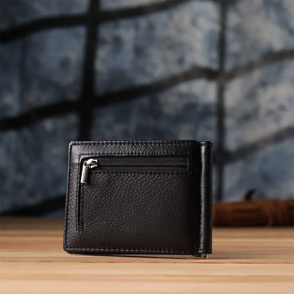 Чоловічий гаманець з металевим затискачем із натуральної шкіри ST Leather 11х8.5х1 см acs0029630 - фото 9