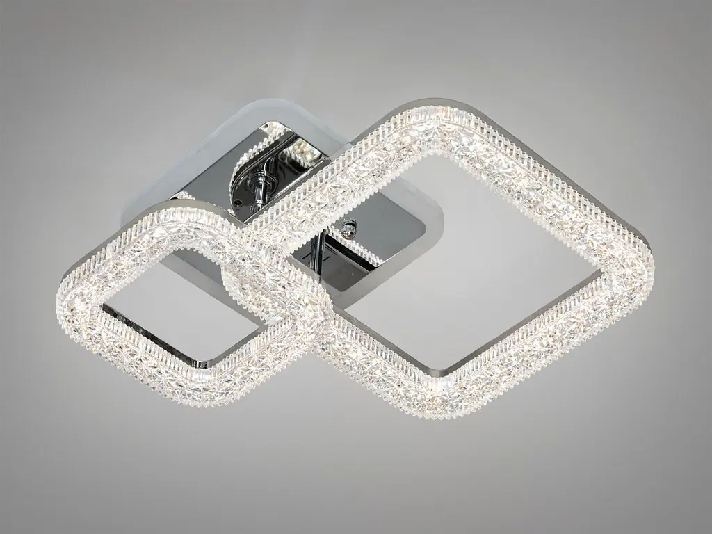 Люстра стельова LED Diasha 2205/2HR, 40W, 3200K-6500K, хром, акрил, сучасний стиль для дому - фото 3