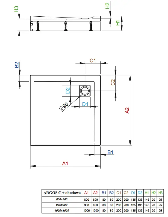 Душовий піддон Radaway Argos C 80x80 на ніжках 4ACN88-02 - фото 3