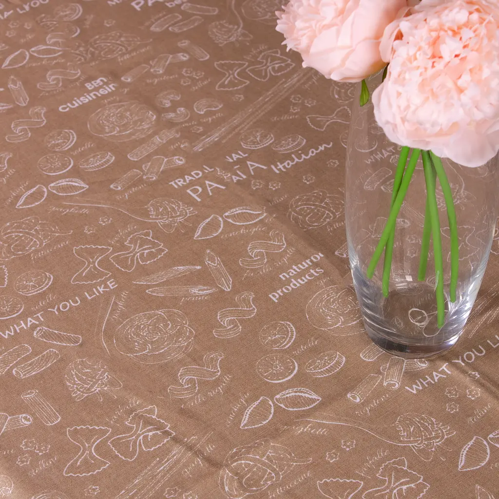 Скатертина MirSon №202 Brown paste 130х100 см рогожка кавова - фото 2