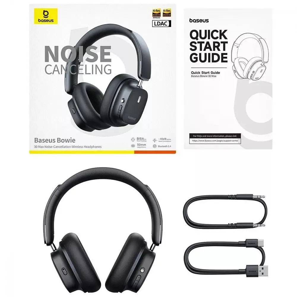 Бездротові навушники Baseus Bowie 30 Max Noise-Cancellation чорні (A00075500113-00) - фото 4
