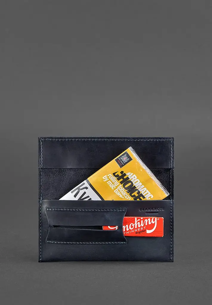 Кожаный кисет для табака 1.0 синий - фото 3