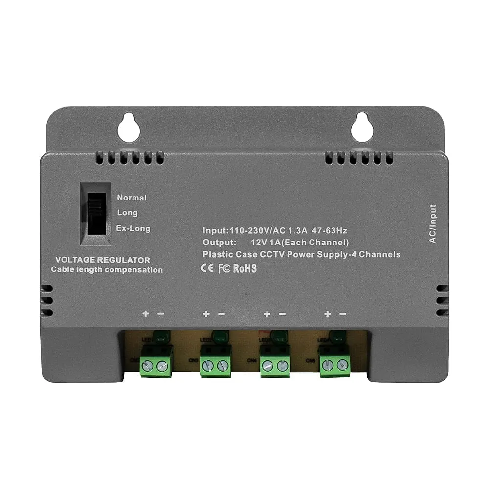 Блок живлення Kraft KRF-1204B (4CH) 60W, 4 канали навантаження, 12V/1A на 1 канал, з регулятором напруги для компенсації довжини кабелю (43-00144) - фото 2