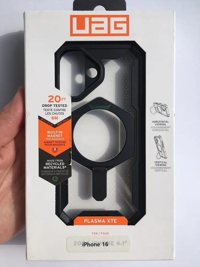 Оригінальний протиударний чохол для iPhone 16 UAG Plasma XTE MagSafe Black 11447611404G з підставкою - фото 2