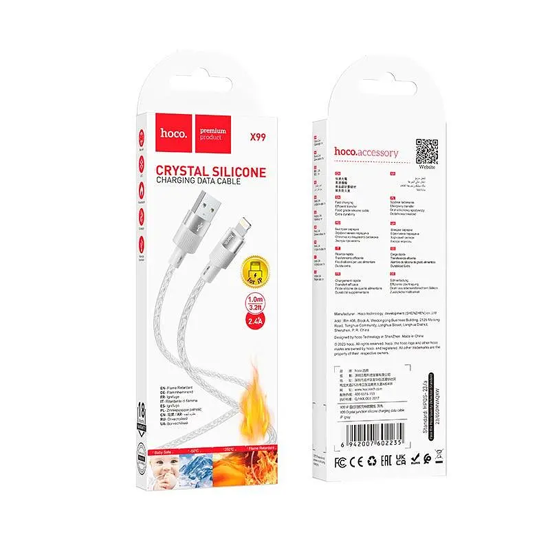 Кабель Hoco X99 Crystal junction Lightning silicone charging data cable 1 м 2.4A - фото 3