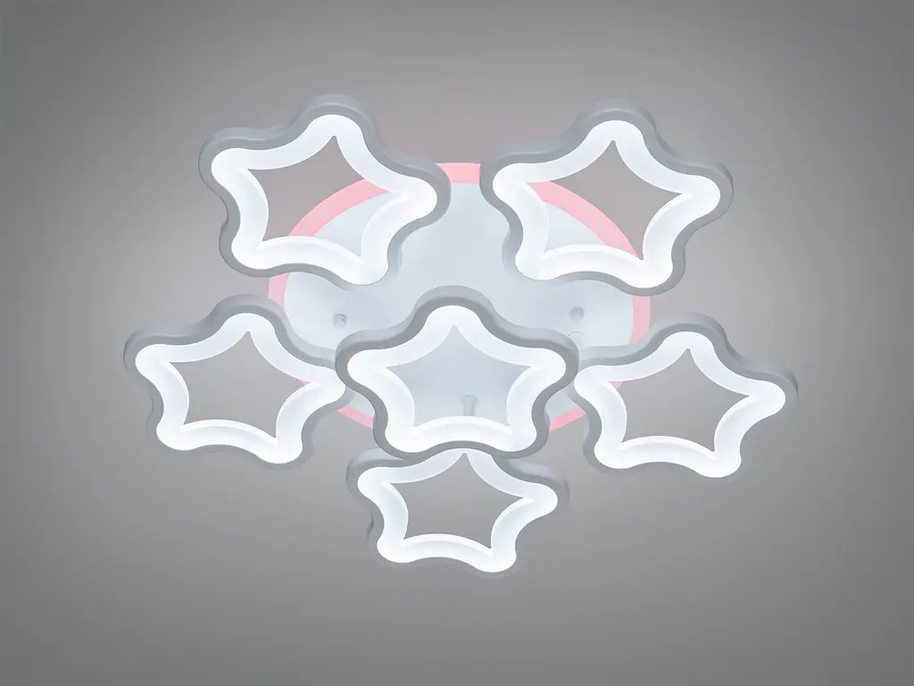 Світлодіодна стельова люстра зірки для спальні Diasha 1660/5+1WH LED 3color біла 55 см 95 W з пультом - фото 2