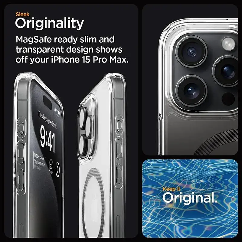 Чохол-накладка Spigen Ultra Hybrid MagFit для Apple iPhone 15 Pro Max Carbon Fiber (ACS06578) - фото 3