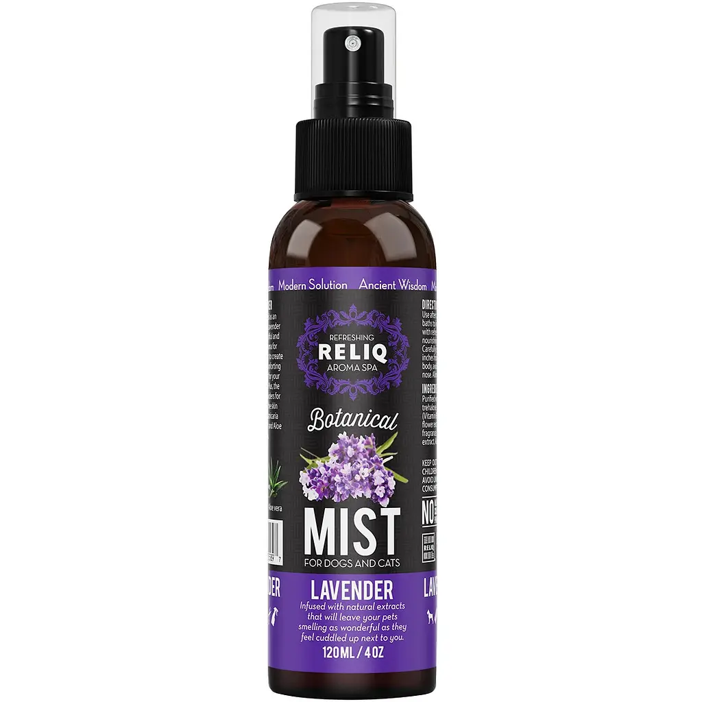 Спрей-одеколон для догляду та зволоження вовни собак і котів Reliq Botanical Mist-Lavender з ароматом лаванди 120 мл M120--LAV