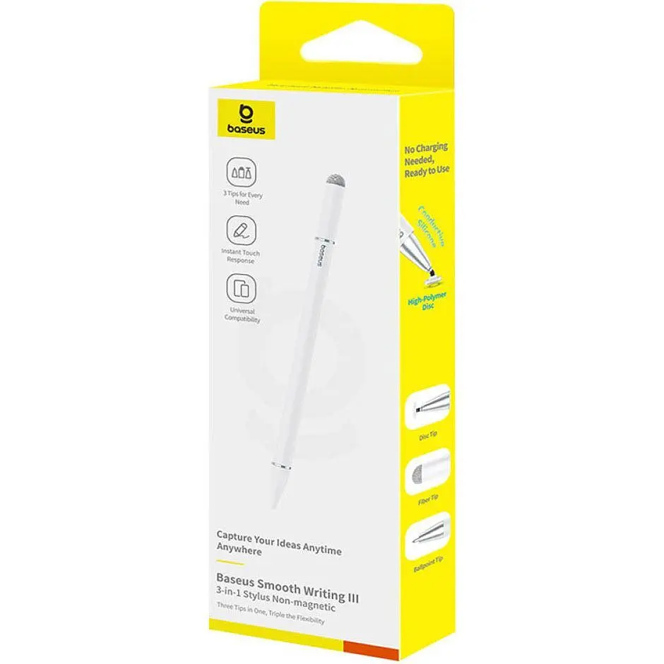 Стилус Baseus Smooth Writing III 3-in-1 Passive Stylus Non-magnetic Version Moon White (P80080804213-00) [162837] - фото 3