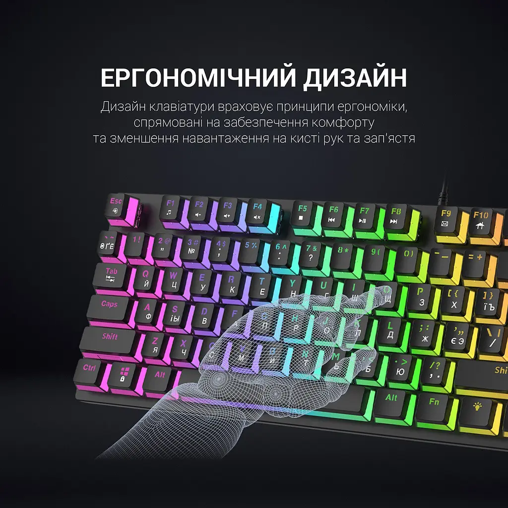 Клавиатура GamePro MK80B Blue Switch RGB USB Black [113542] - фото 4