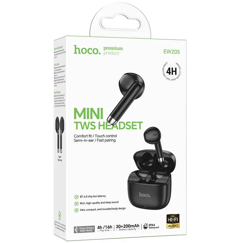 Беспроводные TWS наушники Hoco EW205 Peaceful Black - фото 4