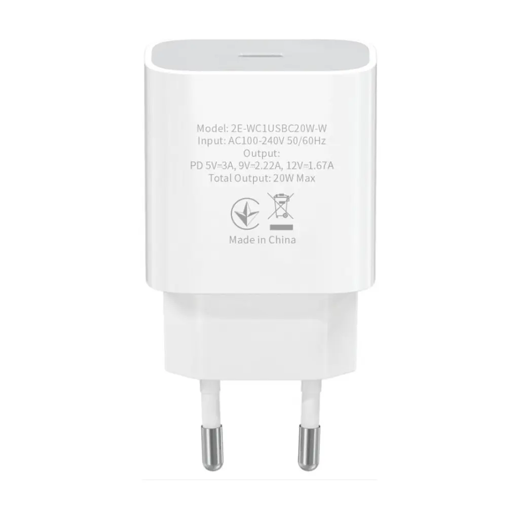 Зарядний пристрій 2E USB-C Wall Charger PD3.0 DC5V/3A, 20W, white (2E-WC1USBC20W-W) - фото 2
