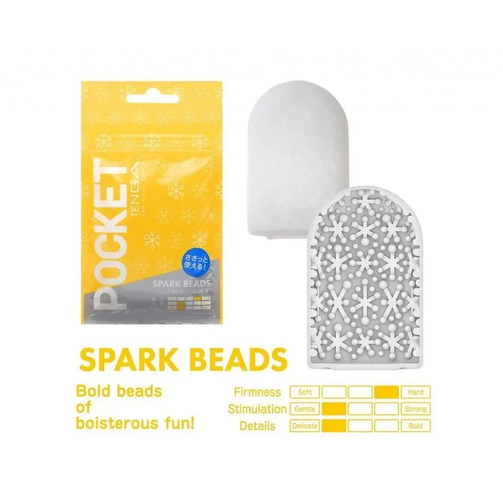 Кишеньковий міні-мастурбатор Tenga Pocket Spark Beads, 7.5х5.5 см (жовтий) - фото 2