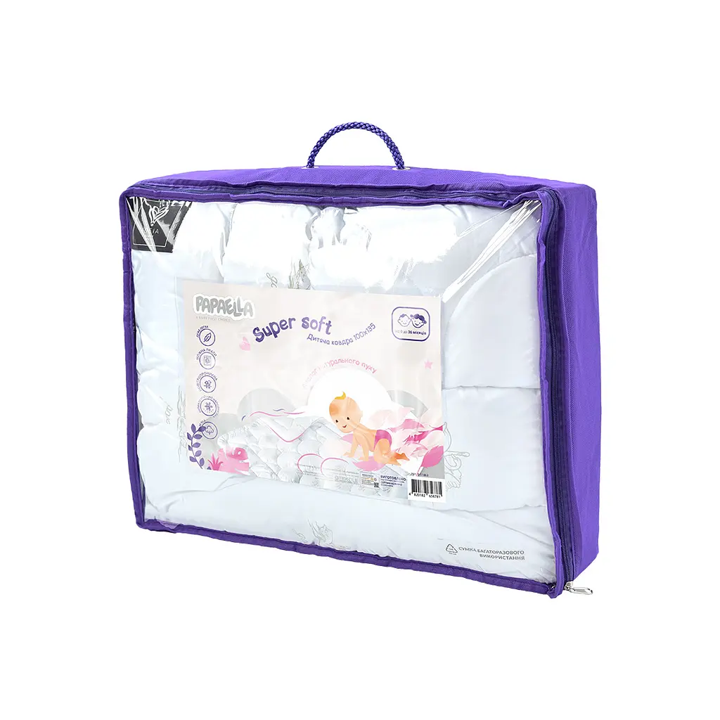Одеяло детское в кроватку Papaella Super Soft Classic 135х100 см белое (8-11863) - фото 6