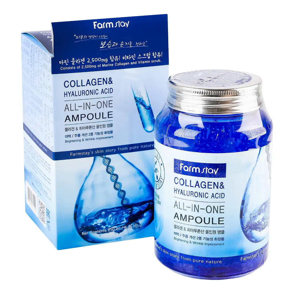Сироватка для обличчя FarmStay Collagen&Hyaluronic Acid All-In-One Ampoule з колагеном та гіалуроновою кислотою, 250 мл - фото 2