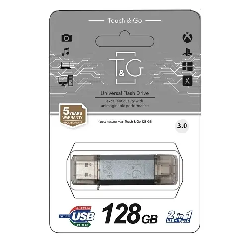 Флеш-накопичувач USB 128Gb Star TG009TC, Silver, Type-C / USB 3.0 (TG009TC-128GSL3) T&G teh0029081 - фото 2