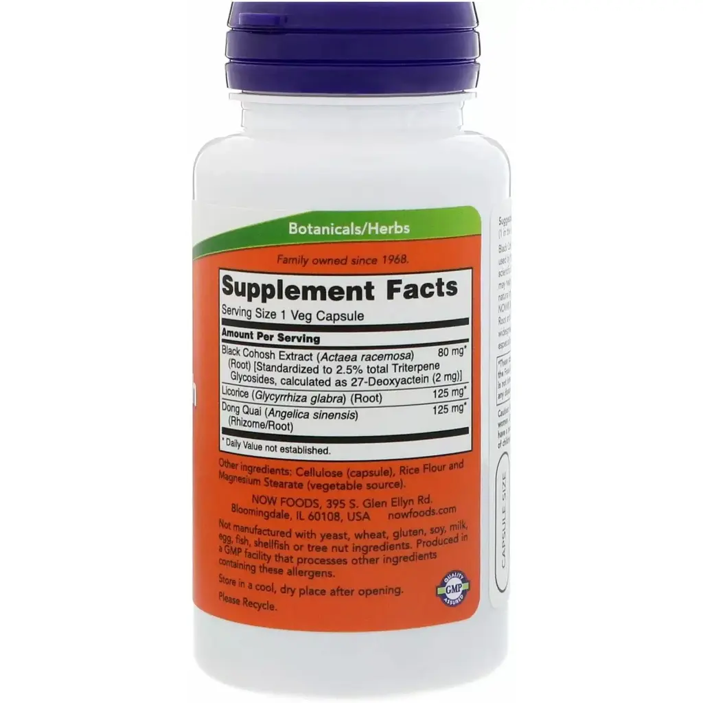 Корень клопогона гоновидного Now Foods Black Cohosh Root 80 мг 90 капсул - фото 2