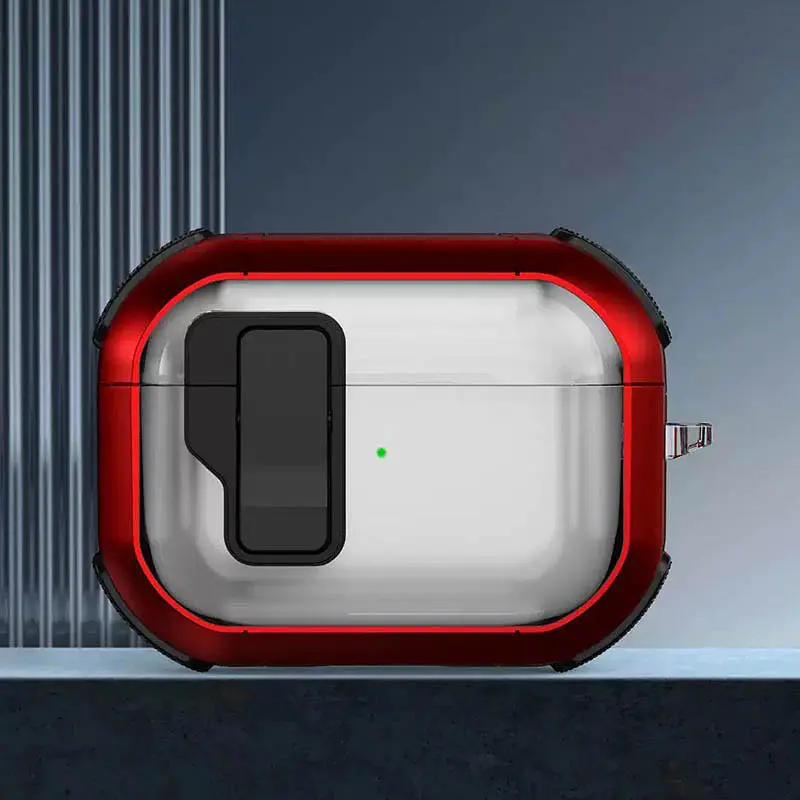 Футляр протиударний Locking Button для навушників Airpods Pro 2 / Pro Red - фото 2